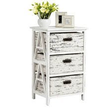 Load image into Gallery viewer, Gymax Chest w/3 Fabric Drawers Vintage Wood Frame End Table Side Sofa Table Nightstand