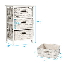 Load image into Gallery viewer, Gymax Chest w/3 Fabric Drawers Vintage Wood Frame End Table Side Sofa Table Nightstand