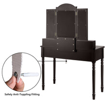 Load image into Gallery viewer, Gymax Vanity Set Makeup Table w/7 Drawers Tri-Folding Mirror Brown