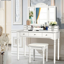 Load image into Gallery viewer, Gymax 7 Drawers Vanity Set Dressing Table w/ Tri-Folding Mirror White