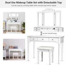 Load image into Gallery viewer, Gymax 7 Drawers Vanity Set Dressing Table w/ Tri-Folding Mirror White