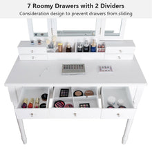 Load image into Gallery viewer, Gymax 7 Drawers Vanity Set Dressing Table w/ Tri-Folding Mirror White