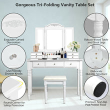 Load image into Gallery viewer, Gymax 7 Drawers Vanity Set Dressing Table w/ Tri-Folding Mirror White