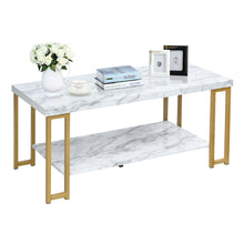 Load image into Gallery viewer, Gymax Modern Coffee Table Faux Marble Top Accent Cocktail Table w/ Gold Metal Frame