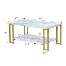 Load image into Gallery viewer, Gymax Modern Coffee Table Faux Marble Top Accent Cocktail Table w/ Gold Metal Frame
