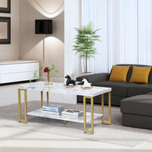 Load image into Gallery viewer, Gymax Modern Coffee Table Faux Marble Top Accent Cocktail Table w/ Gold Metal Frame