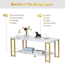 Load image into Gallery viewer, Gymax Modern Coffee Table Faux Marble Top Accent Cocktail Table w/ Gold Metal Frame