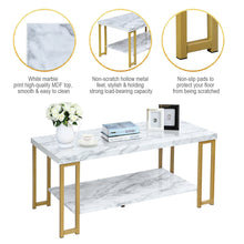 Load image into Gallery viewer, Gymax Modern Coffee Table Faux Marble Top Accent Cocktail Table w/ Gold Metal Frame
