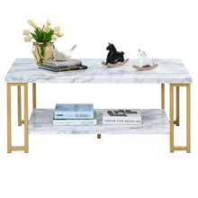 Load image into Gallery viewer, Gymax Modern Coffee Table Faux Marble Top Accent Cocktail Table w/ Gold Metal Frame