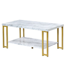 Load image into Gallery viewer, Gymax Modern Coffee Table Faux Marble Top Accent Cocktail Table w/ Gold Metal Frame