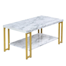 Load image into Gallery viewer, Gymax Modern Coffee Table Faux Marble Top Accent Cocktail Table w/ Gold Metal Frame