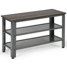 Load image into Gallery viewer, Gymax 3-Tier Shoe Rack Industrial Shoe Bench with Storage Shelves for LivingRoom