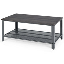 Load image into Gallery viewer, Gymax Coffee Table Console Table with Storage Shelf and Metal Frame Wood Look Grey