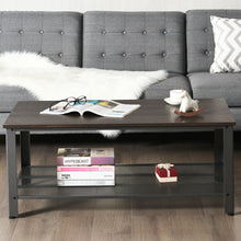 Load image into Gallery viewer, Gymax Coffee Table Console Table with Storage Shelf and Metal Frame Wood Look Grey