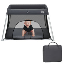 Load image into Gallery viewer, Gymax Foldable Baby Playpen Playard Lightweight Crib w/ Carry Bag For Infant Dark Gray
