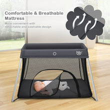 Load image into Gallery viewer, Gymax Foldable Baby Playpen Playard Lightweight Crib w/ Carry Bag For Infant Dark Gray