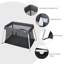 Load image into Gallery viewer, Gymax Foldable Baby Playpen Playard Lightweight Crib w/ Carry Bag For Infant Dark Gray