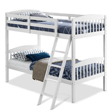 Load image into Gallery viewer, Gymax Wood Hardwood Twin Bunk Beds Convertible into 2 Individual Kid Bed Ladder White