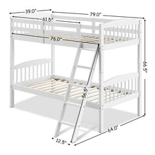 Load image into Gallery viewer, Gymax Wood Hardwood Twin Bunk Beds Convertible into 2 Individual Kid Bed Ladder White