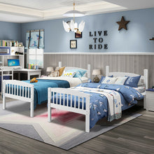 Load image into Gallery viewer, Gymax Wood Hardwood Twin Bunk Beds Convertible into 2 Individual Kid Bed Ladder White