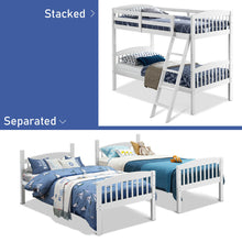 Load image into Gallery viewer, Gymax Wood Hardwood Twin Bunk Beds Convertible into 2 Individual Kid Bed Ladder White