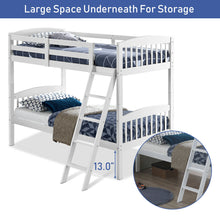 Load image into Gallery viewer, Gymax Wood Hardwood Twin Bunk Beds Convertible into 2 Individual Kid Bed Ladder White