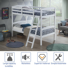 Load image into Gallery viewer, Gymax Wood Hardwood Twin Bunk Beds Convertible into 2 Individual Kid Bed Ladder White