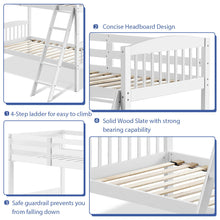 Load image into Gallery viewer, Gymax Wood Hardwood Twin Bunk Beds Convertible into 2 Individual Kid Bed Ladder White