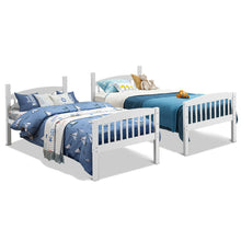Load image into Gallery viewer, Gymax Wood Hardwood Twin Bunk Beds Convertible into 2 Individual Kid Bed Ladder White