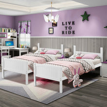 Load image into Gallery viewer, Gymax Wooden Twin Over Twin Bunk Beds Convertable 2 Individual Twin Beds White