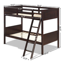 Load image into Gallery viewer, Gymax Wooden Twin Over Twin Bunk Beds Convertable 2 Individual Twin Beds Espresso