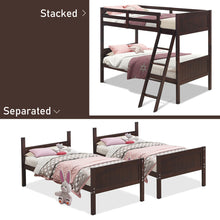 Load image into Gallery viewer, Gymax Wooden Twin Over Twin Bunk Beds Convertable 2 Individual Twin Beds Espresso