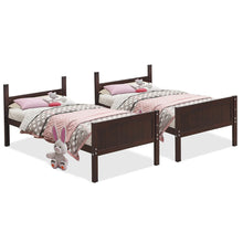 Load image into Gallery viewer, Gymax Wooden Twin Over Twin Bunk Beds Convertable 2 Individual Twin Beds Espresso