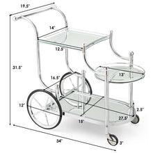 Load image into Gallery viewer, Gymax Serving Cart Kitchen Bar Wine Tea Cart Glass Shelves & Metal Frame with Wheels