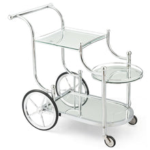 Load image into Gallery viewer, Gymax Serving Cart Kitchen Bar Wine Tea Cart Glass Shelves & Metal Frame with Wheels