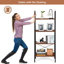 Load image into Gallery viewer, Gymax 4-Tier Ladder Shelf Ladder Bookcase Bookshelf Display Rack Plant Stand Wood