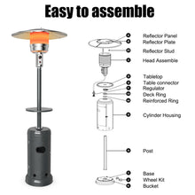 Load image into Gallery viewer, Gymax Outdoor Patio Heater Propane Standing LP Gas Steel W/Table & Wheels Grey