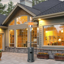 Load image into Gallery viewer, Gymax Outdoor Patio Heater Propane Standing LP Gas Steel W/Table & Wheels Grey