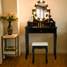 Load image into Gallery viewer, Gymax Bedroom Vanity Set Makeup Dressing Table w/3 Drawers 10 LED Bulb Black