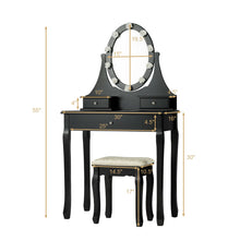 Load image into Gallery viewer, Gymax Bedroom Vanity Set Makeup Dressing Table w/3 Drawers 10 LED Bulb Black