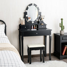 Load image into Gallery viewer, Gymax Bedroom Vanity Set Makeup Dressing Table w/3 Drawers 10 LED Bulb Black