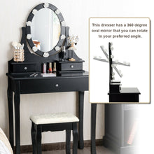 Load image into Gallery viewer, Gymax Bedroom Vanity Set Makeup Dressing Table w/3 Drawers 10 LED Bulb Black