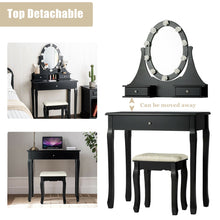 Load image into Gallery viewer, Gymax Bedroom Vanity Set Makeup Dressing Table w/3 Drawers 10 LED Bulb Black