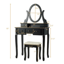 Load image into Gallery viewer, Gymax Vanity Set Makeup Dressing Table w/5 Drawers 12 LED Bulb Black