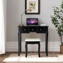 Load image into Gallery viewer, Gymax Vanity Set Makeup Dressing Table w/5 Drawers 12 LED Bulb Black