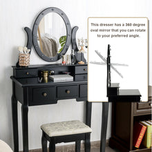 Load image into Gallery viewer, Gymax Vanity Set Makeup Dressing Table w/5 Drawers 12 LED Bulb Black