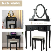Load image into Gallery viewer, Gymax Vanity Set Makeup Dressing Table w/5 Drawers 12 LED Bulb Black