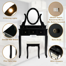Load image into Gallery viewer, Gymax Vanity Set Makeup Dressing Table w/5 Drawers 12 LED Bulb Black
