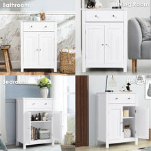 Load image into Gallery viewer, Gymax Bathroom Storage Cabinet Free Standing Large Drawer W/Adjustable Shelf White