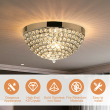 Load image into Gallery viewer, Gymax Crystal Light Fixture 3 Lights Flush Mount Ceiling Lamp Living Room Hallway Home